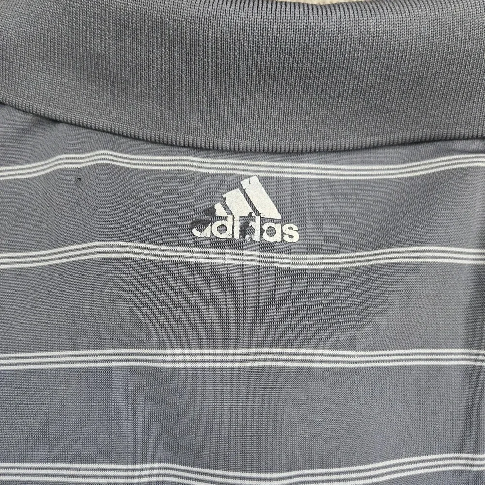 Adidas Golf Polo Shirt Mens 2XL Gray Stripe Puremotion Lightweight Stretch